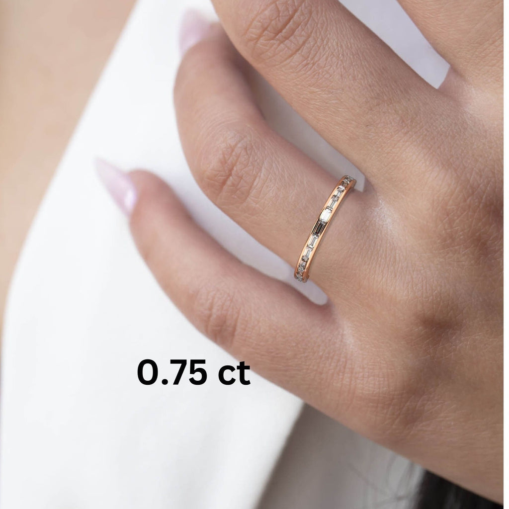 0.75 - 1.5 CT Baguette Diamond Channel Ful Eternity Wedding Band