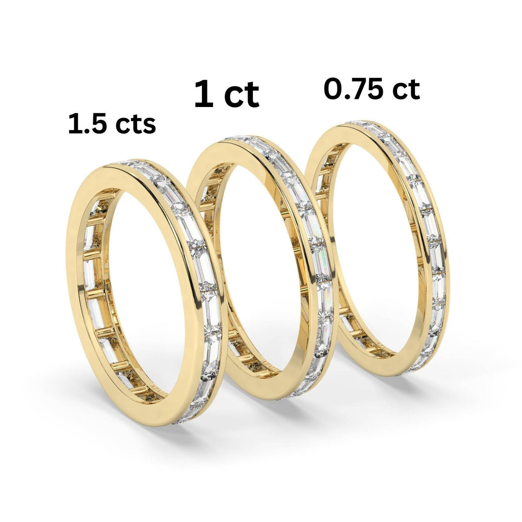 0.75 - 1.5 CT Baguette Diamond Channel Ful Eternity Wedding Band