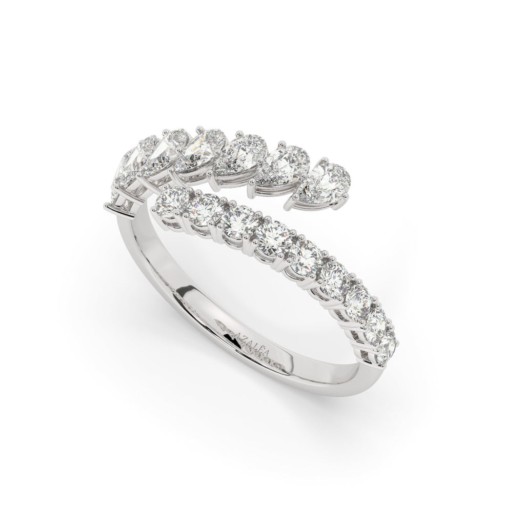 Pear and Round Diamond Cuff Ring