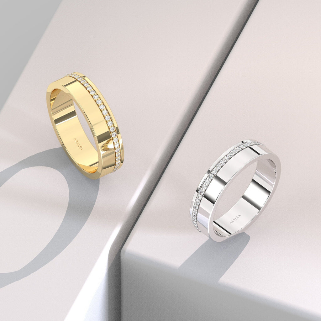 Diamond Wedding Band / 14k Gold Channel Set Diamond Wedding Ring / Diamond Anniversary Ring / Birthday Gift / Wedding Gift