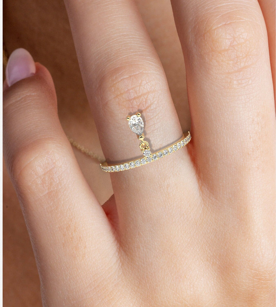 Dangling Diamond Charm Ring