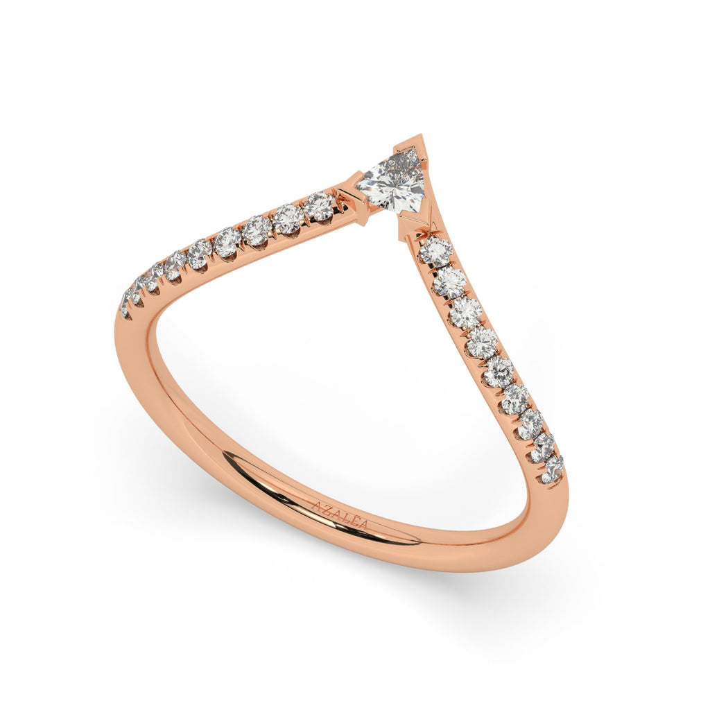 Curved Diamond Chevron Ring