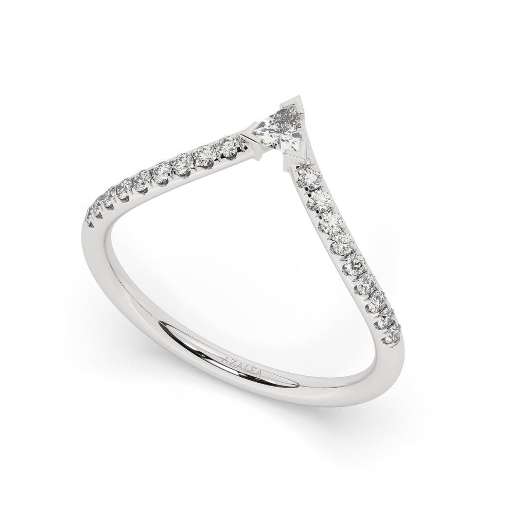 Curved Diamond Chevron Ring