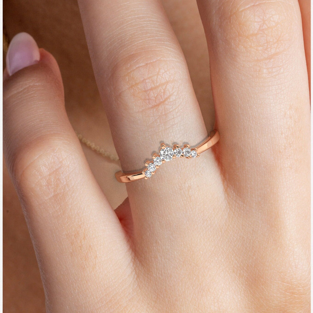 Round Diamond Curved Stacking Ring