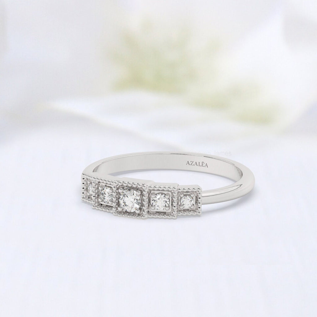 Diamond Stacking Ring / 14k Gold Round Diamond Prong Set Ring / Square Diamond Stacking Ring / Anniversary Ring / Diamond Gift Ideas