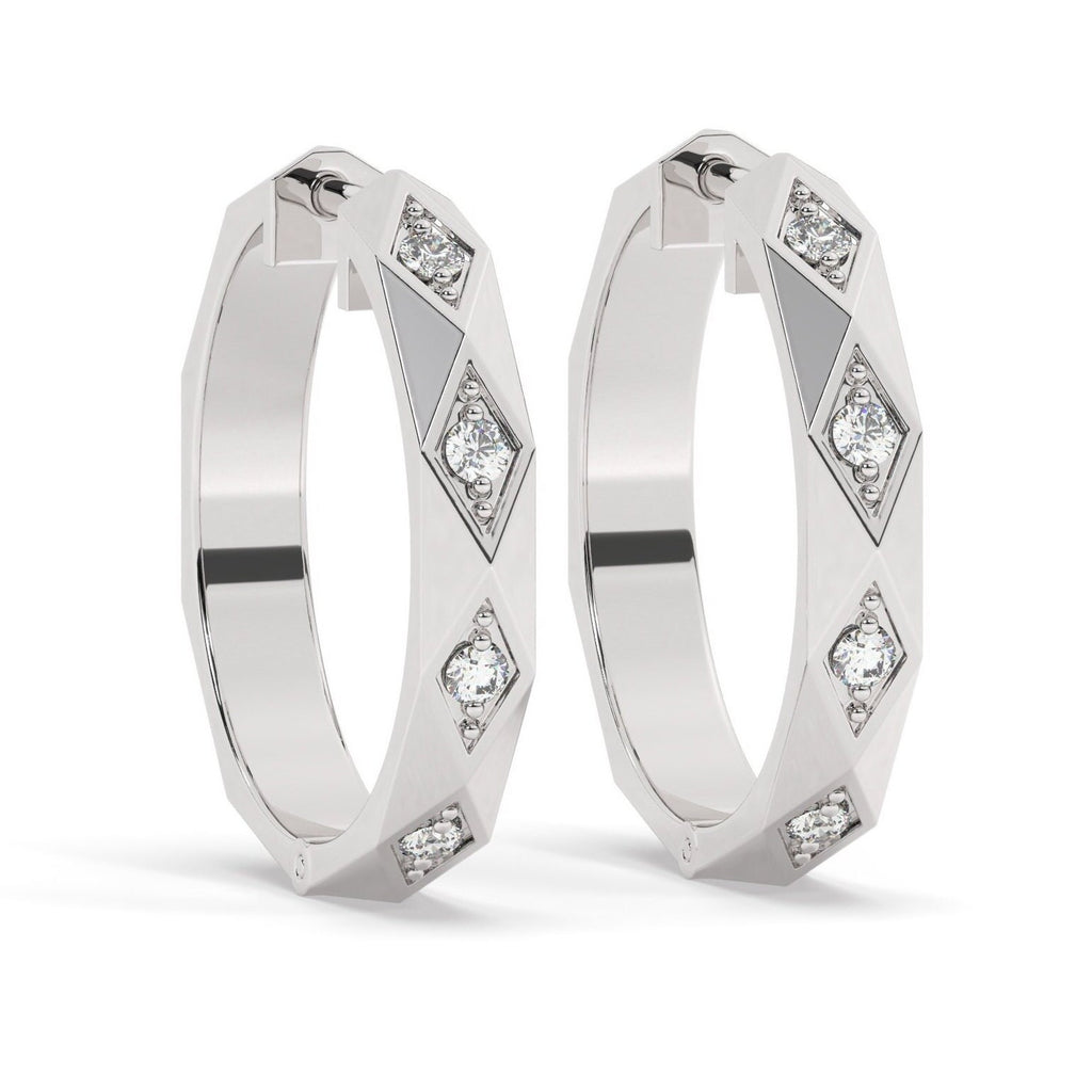 Diamond Hoop Huggie Earrings