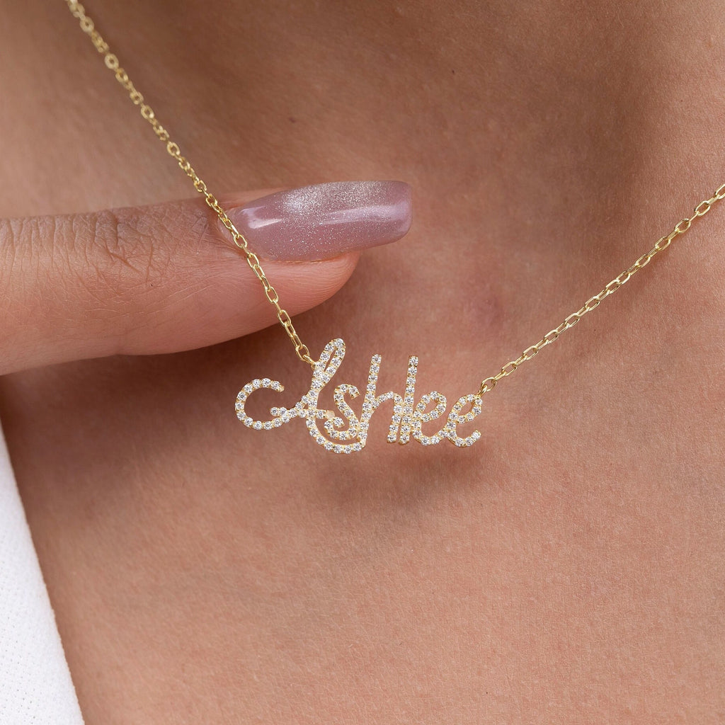 Diamond Name Necklace / 10 Font Options