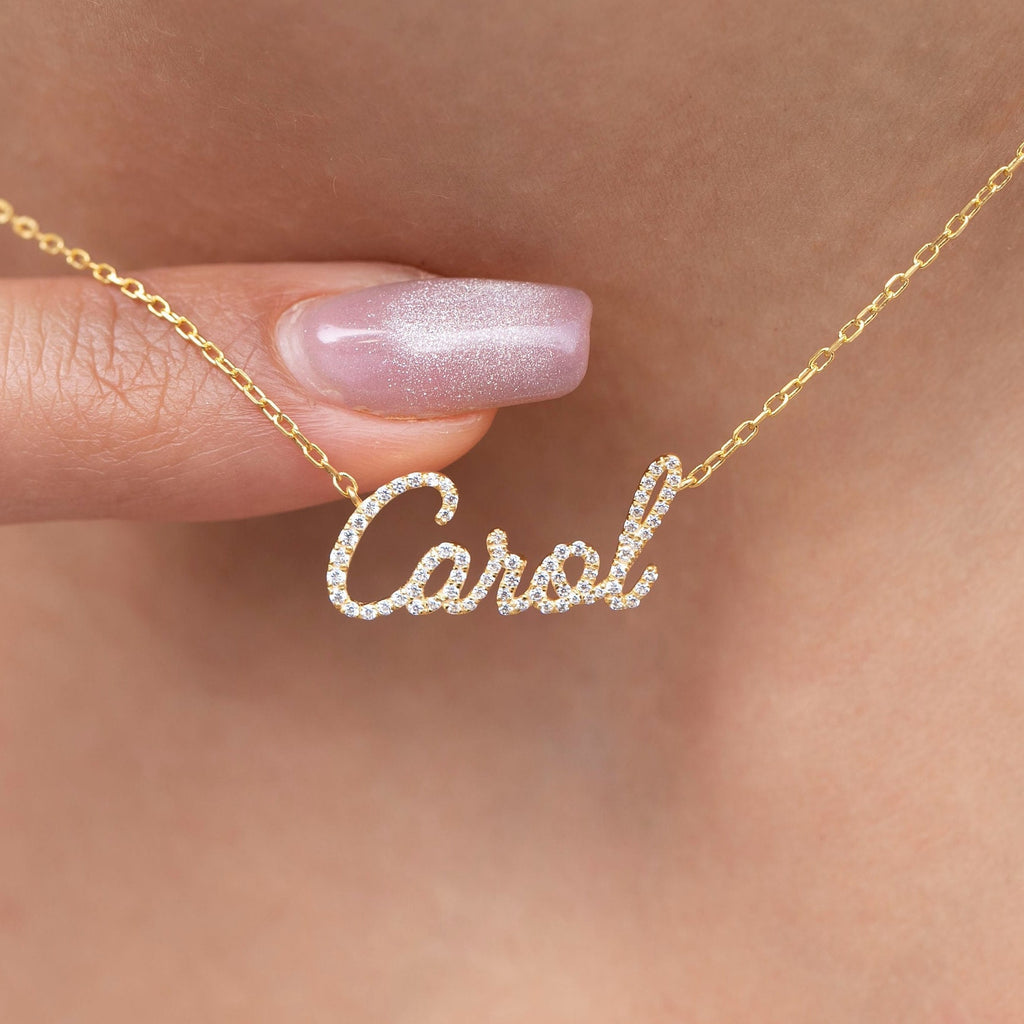 Diamond Name Necklace / 10 Font Options