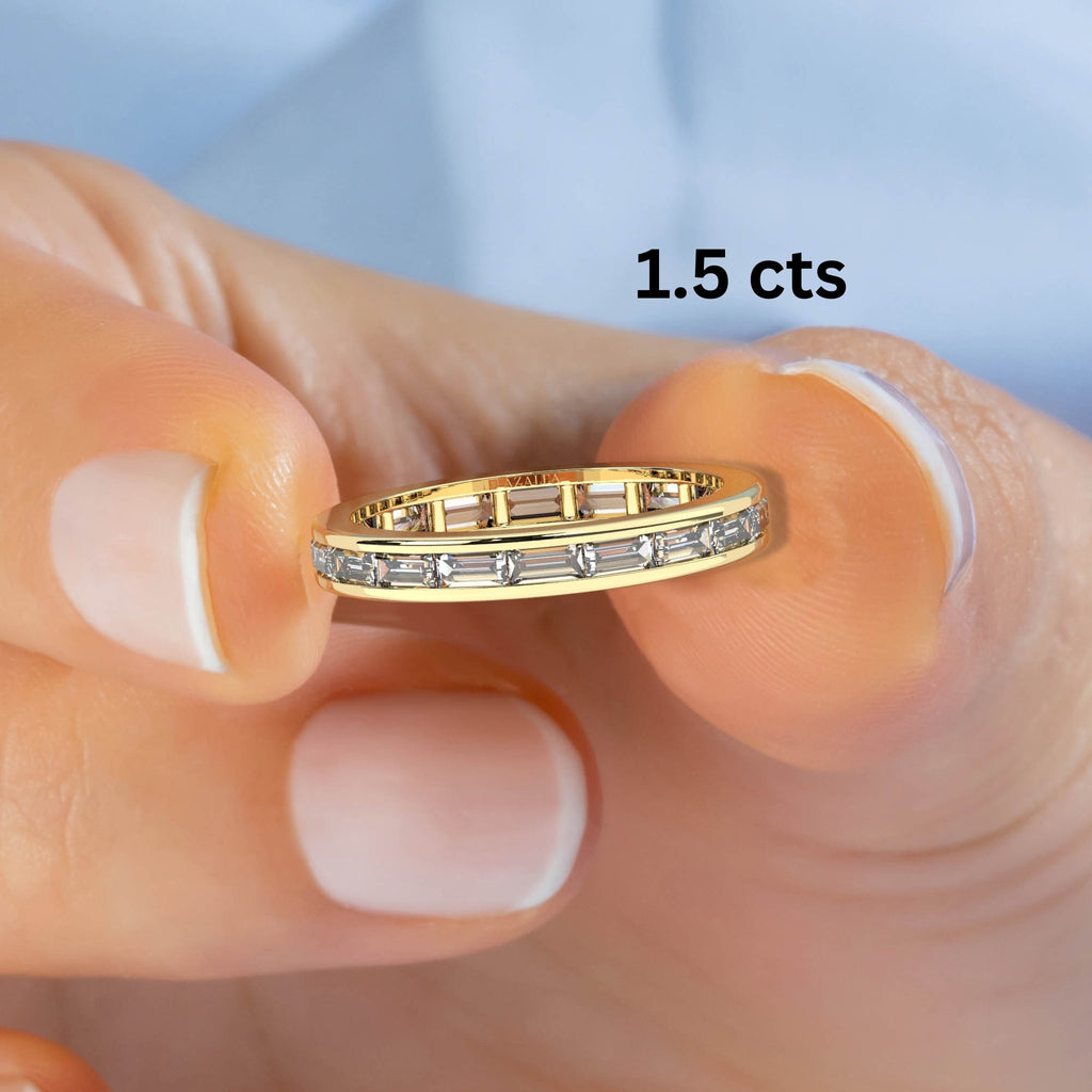 0.75 - 1.5 CT Baguette Diamond Channel Ful Eternity Wedding Band