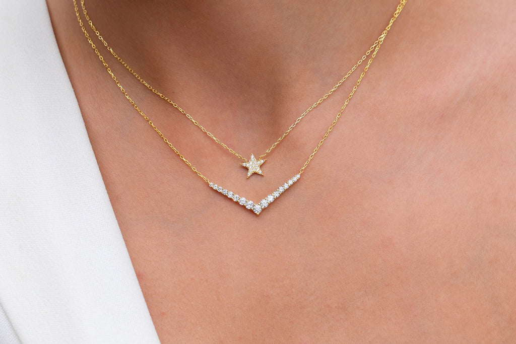 1 CT Diamond Chevron Necklace