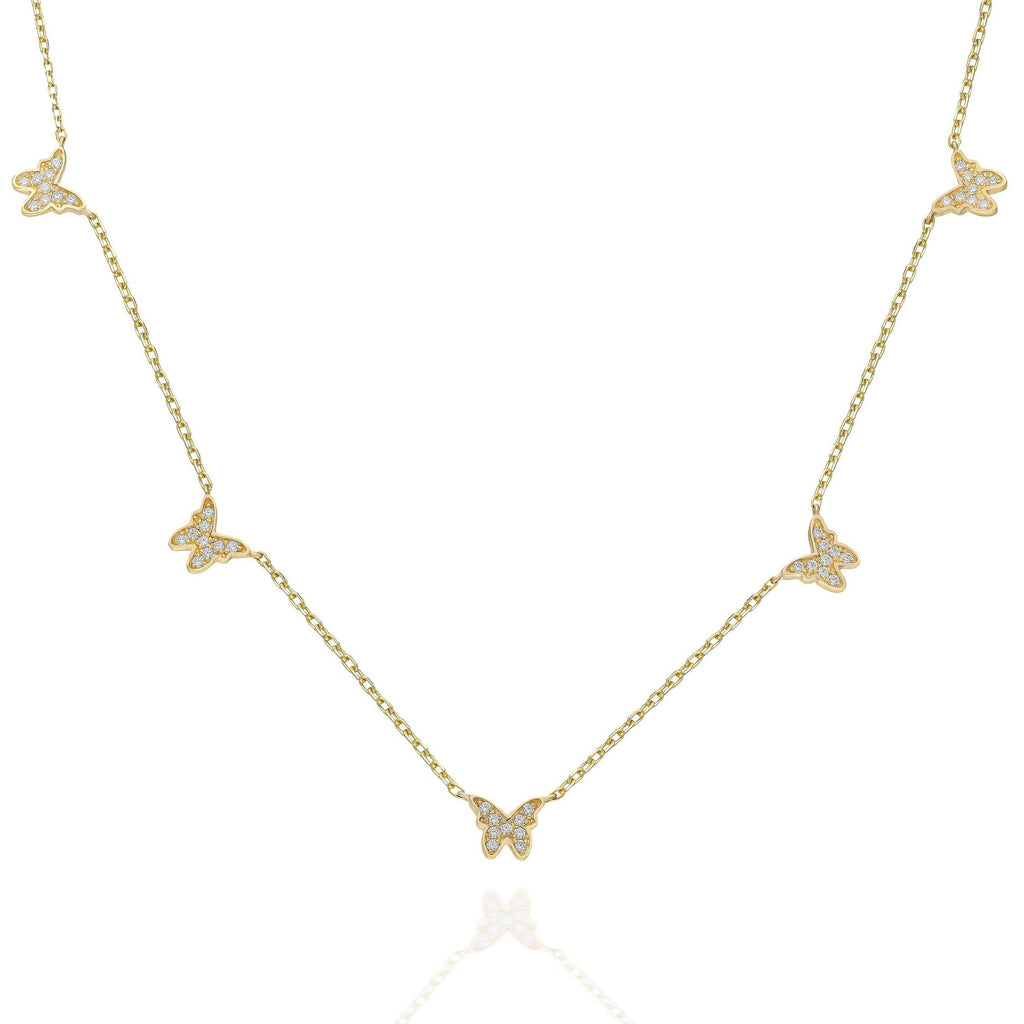 Diamond Butterfly Station Necklace