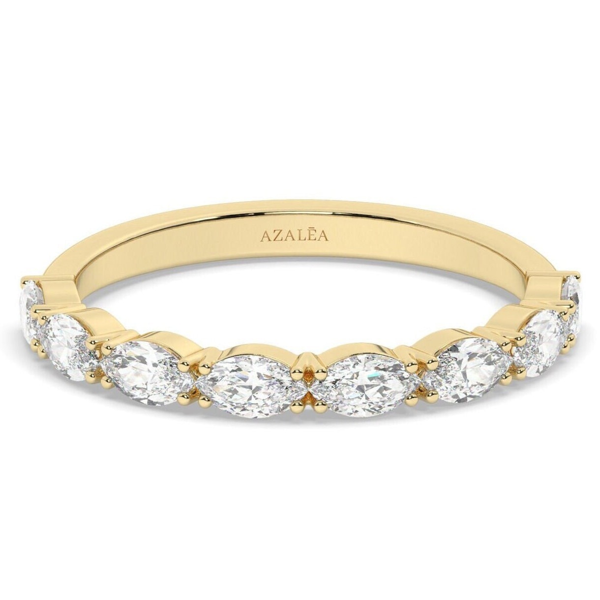 14k Gold Marquise Diamond Wedding Band - Anniversary Ring