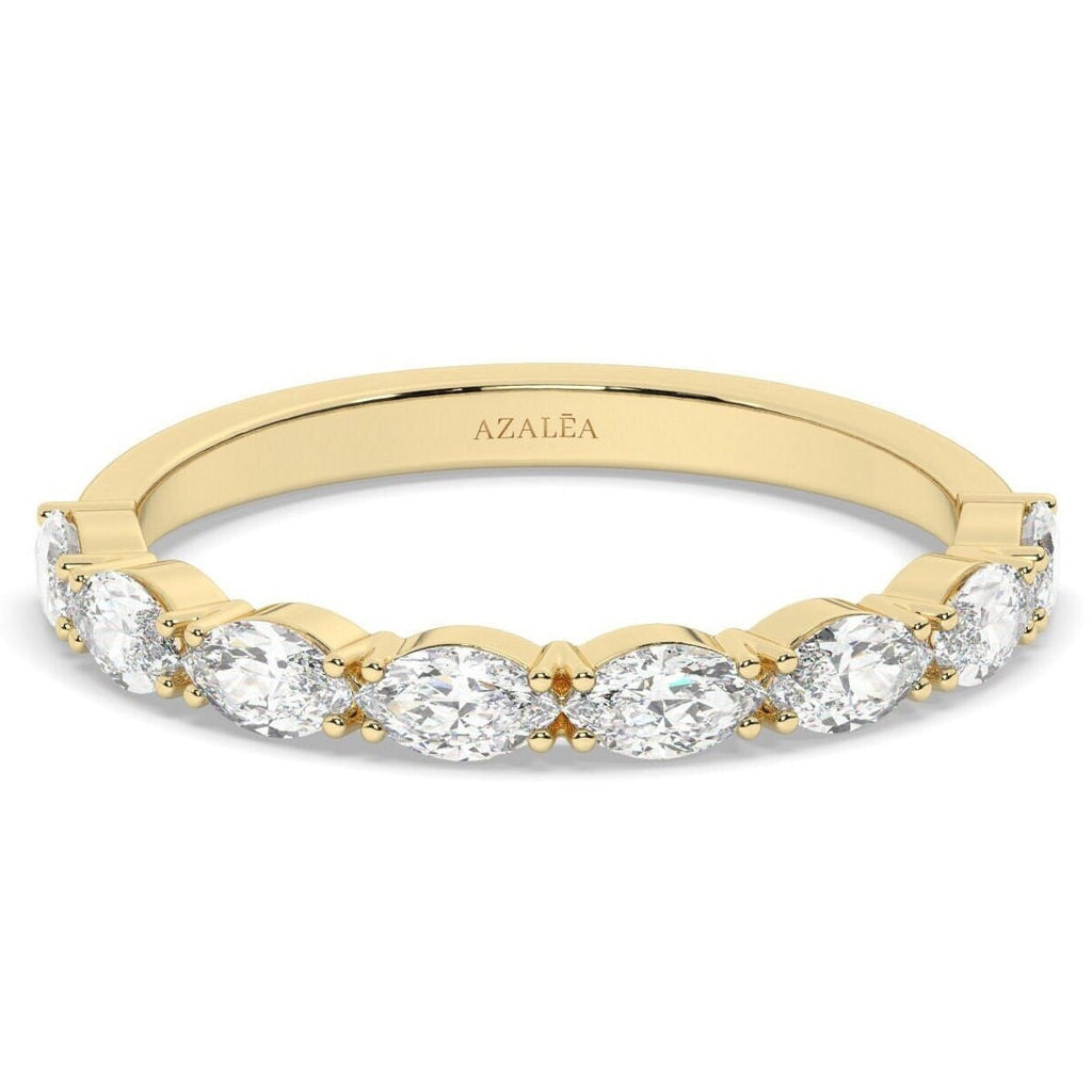 14k Gold Marquise Diamond Wedding Band - Anniversary Ring