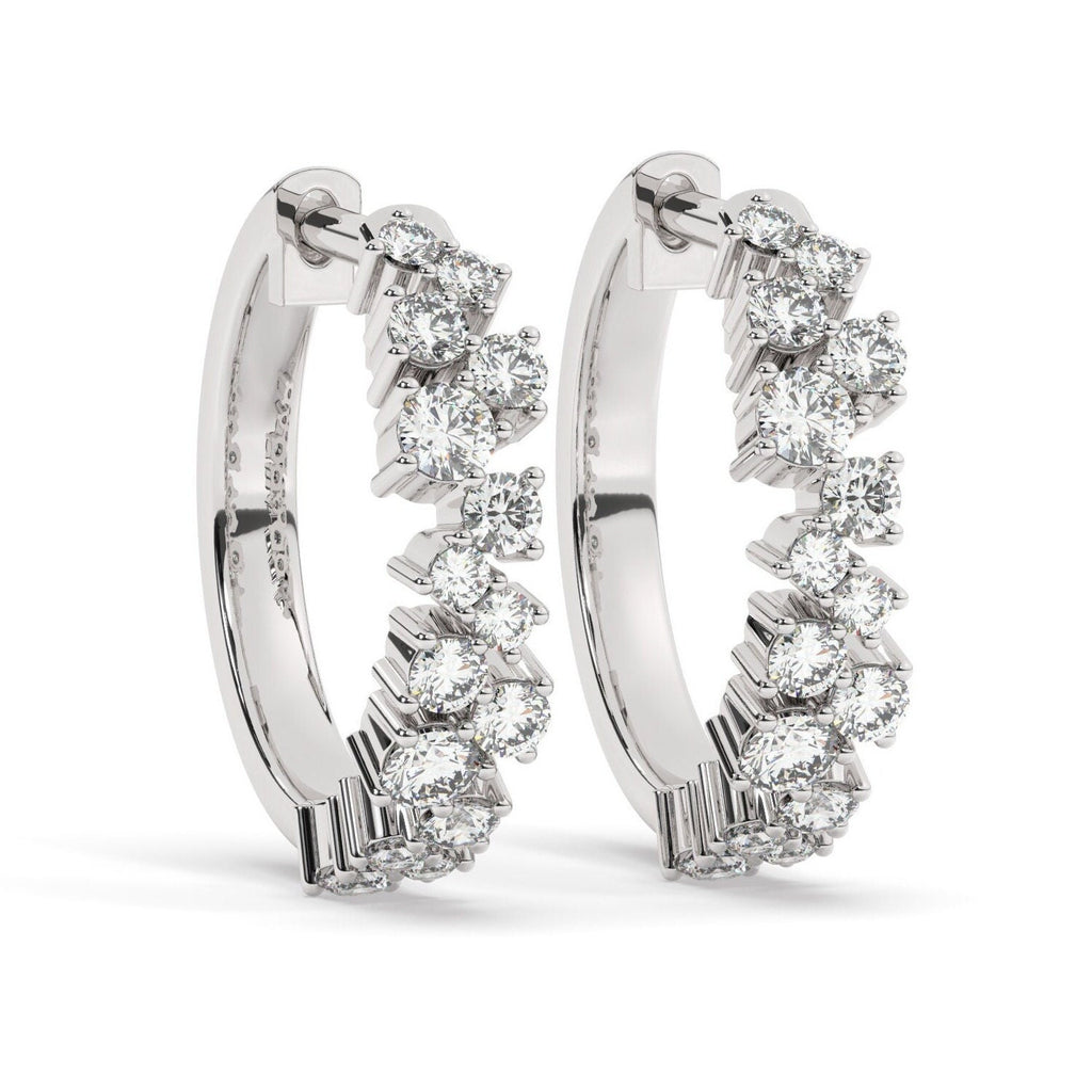 Diamond Cluster Hoop Earrings
