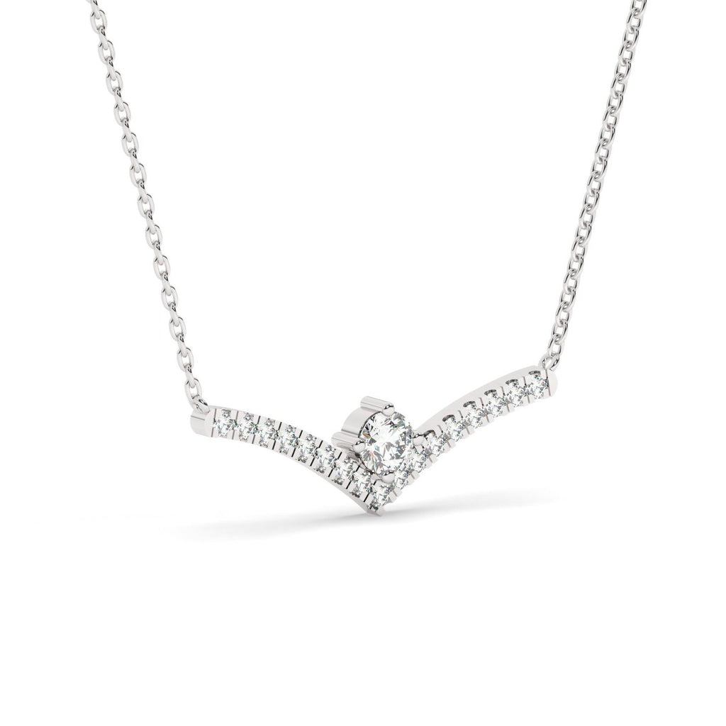 Solitaire Diamond Chevron Bar Necklace