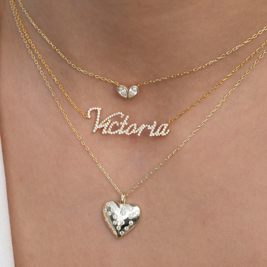Diamond Name Necklace / 10 Font Options