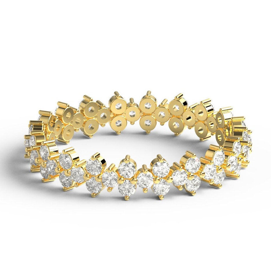 Diamond Eternity Wedding Band / 14k Gold Round Diamond Engagement Ring / Diamond Eternity Stacking Ring / Diamond Stacking Ring