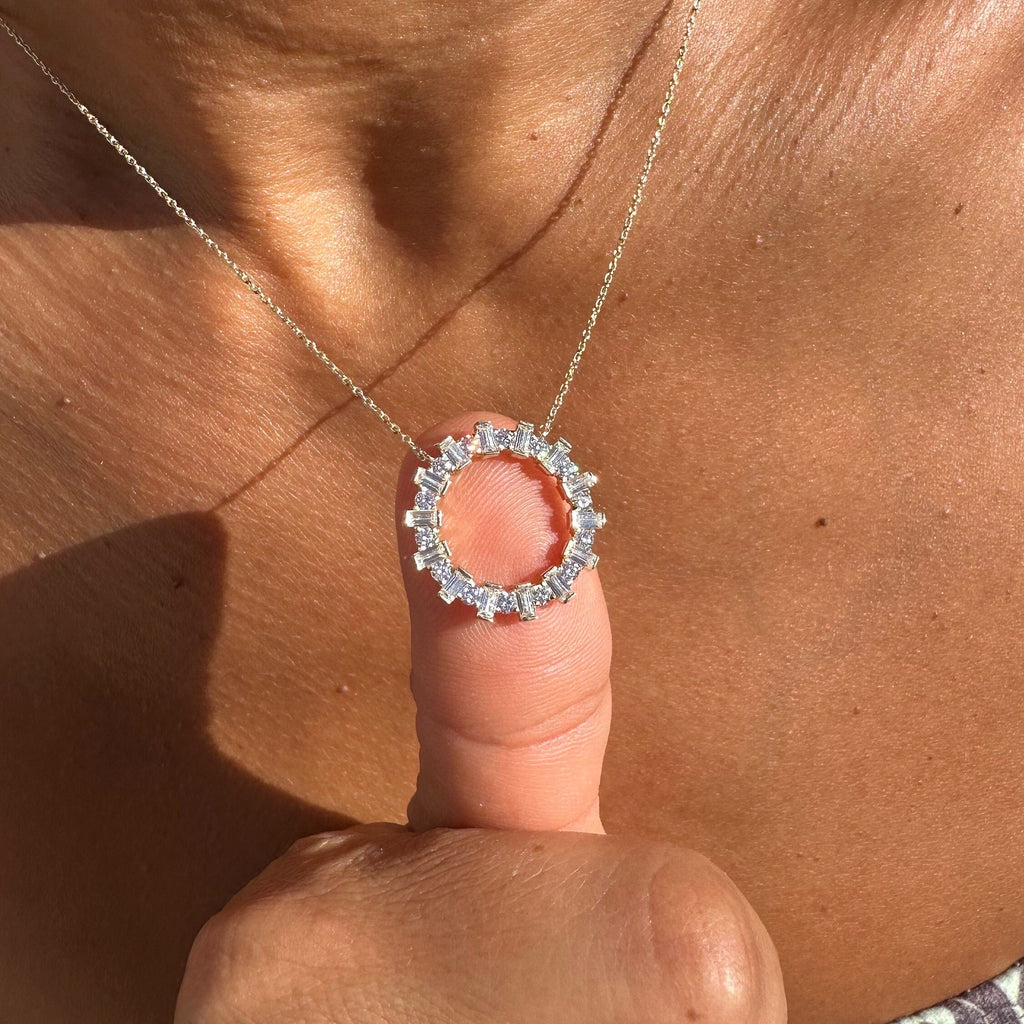 Baguette Diamond Circle Necklace