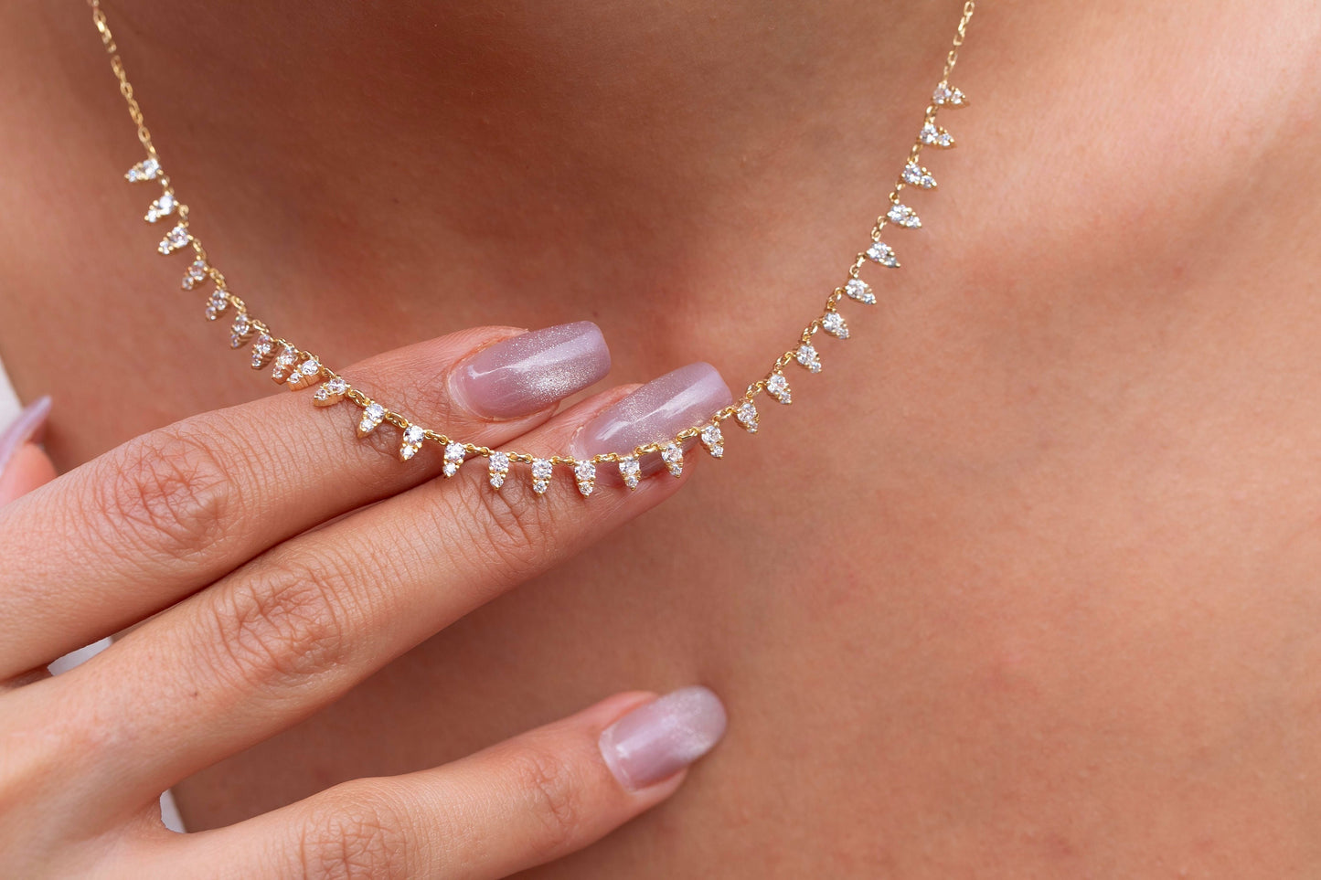 Diamond Segment Spike Choker Necklace