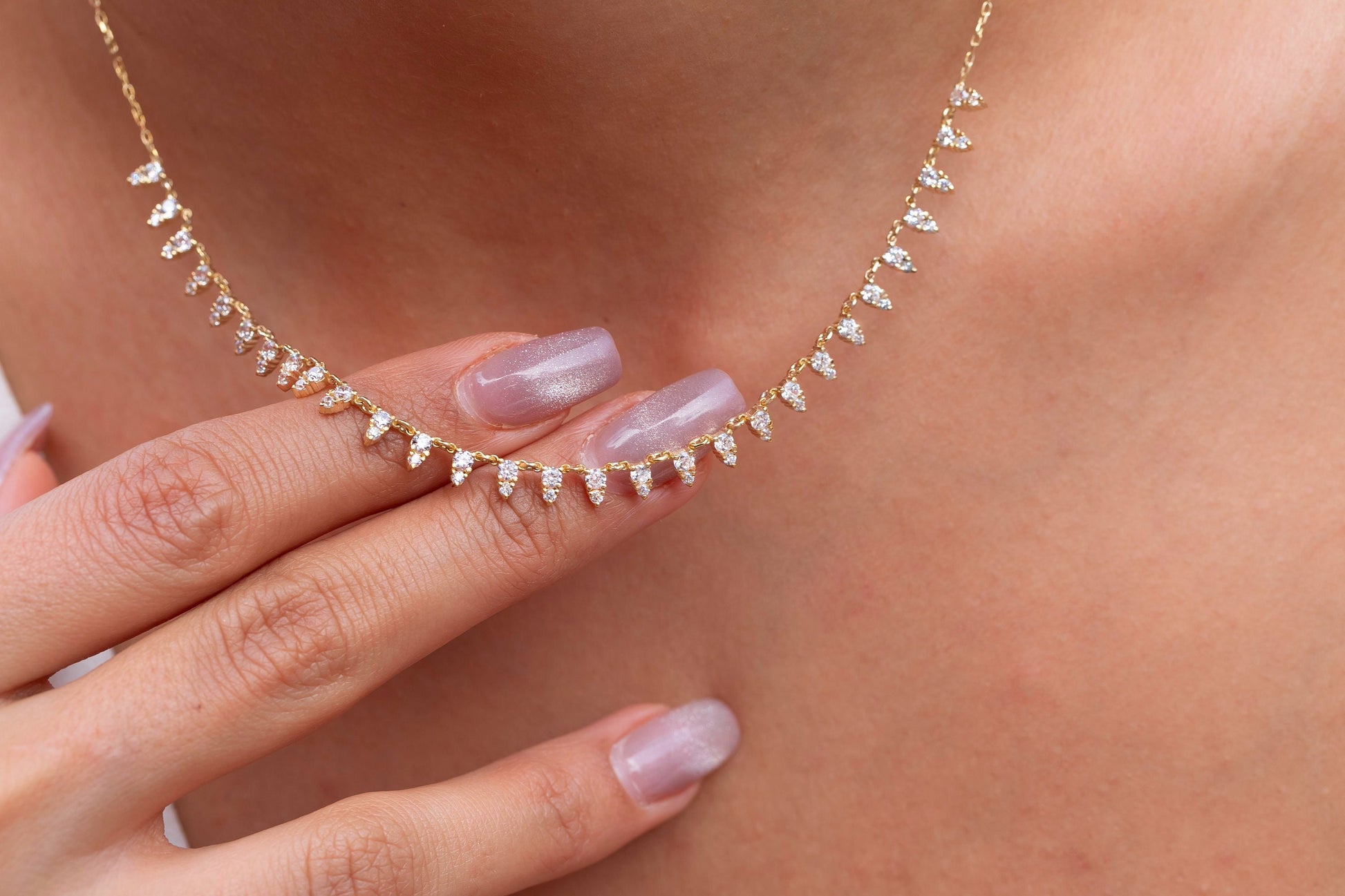 Diamond Segment Spike Choker Necklace