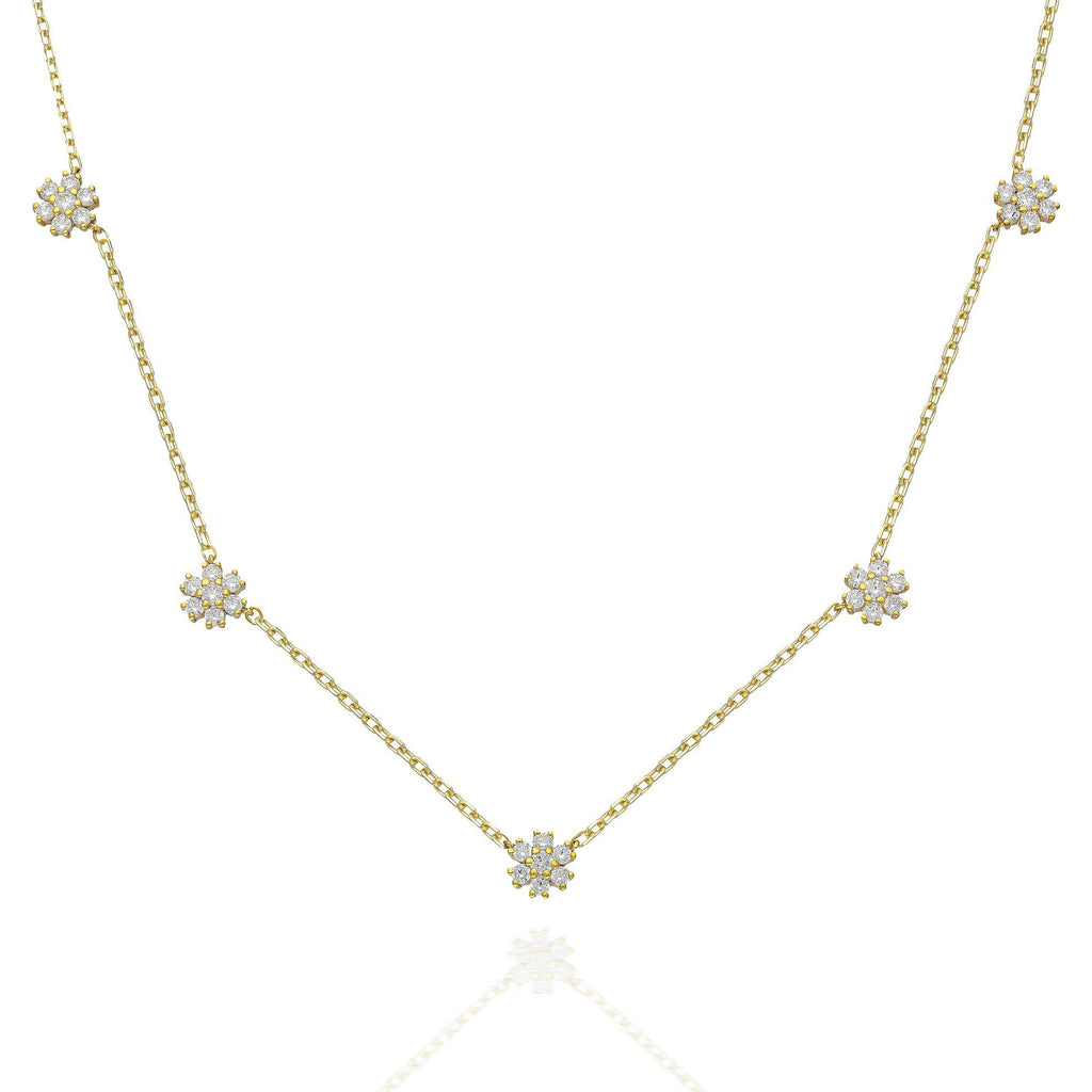 Diamond Flower Station Necklace