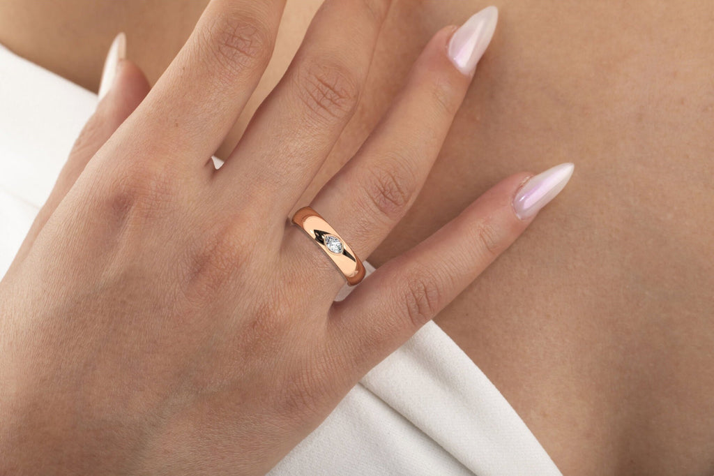 Diamond Bezel Stacking Ring / 14k Gold Marquise Diamond Wedding Band / Teardrop Engagement Ring / Diamond Wedding Band / Diamond Gift Idea