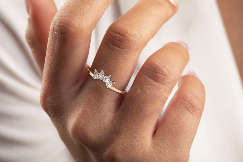 Pear Diamond Curved Wedding Band