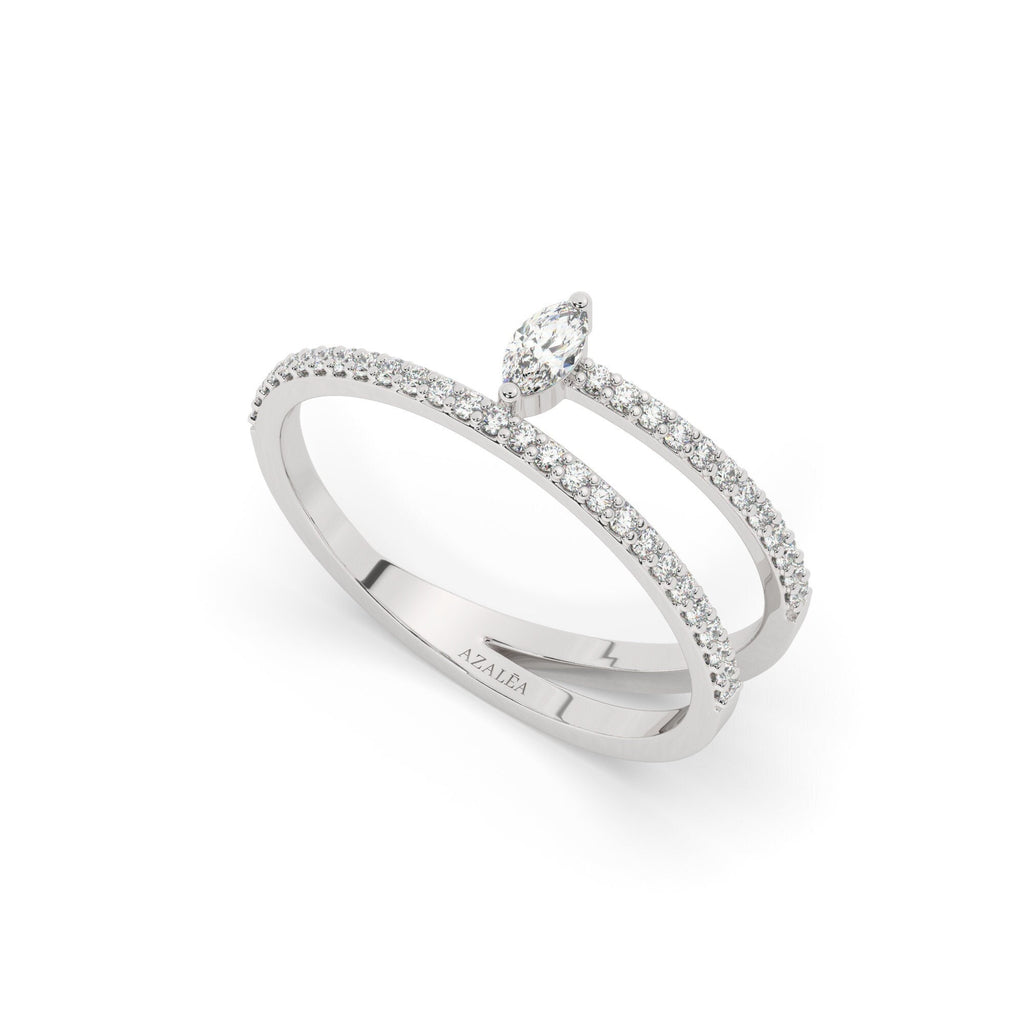 Marquise Diamond Spiral Stacking Ring / 14k Gold Spiral Diamond Ring / Anniversary Ring / Wedding Band / Stacking Ring / Birthday Gift