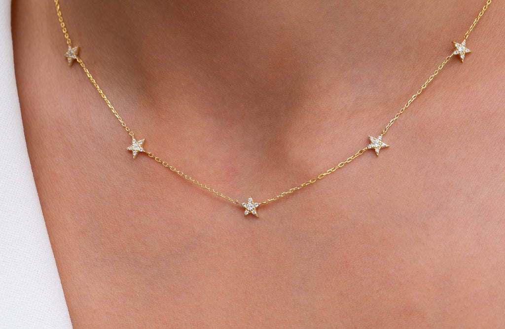 Diamond Star Station Necklace