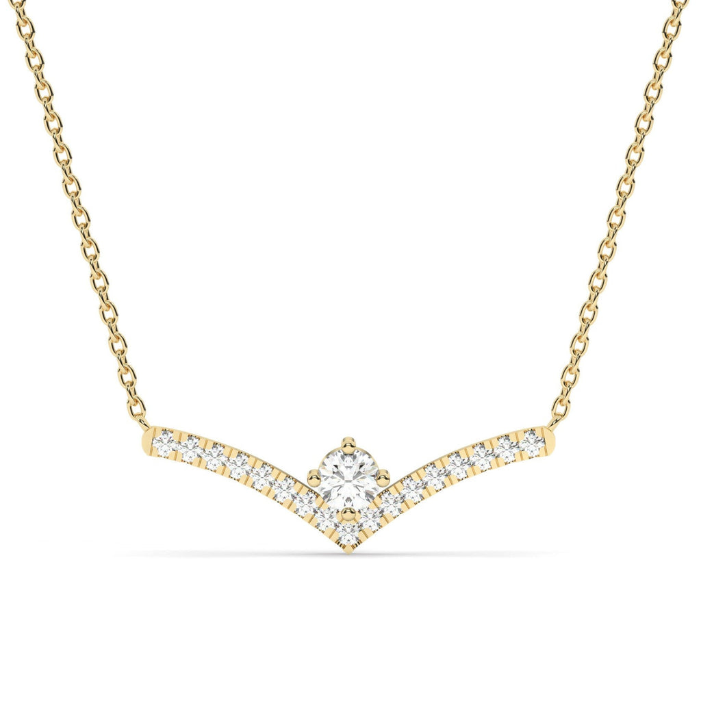 Solitaire Diamond Chevron Bar Necklace