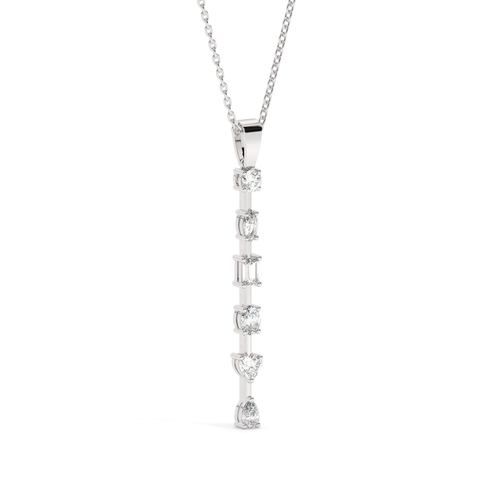 Fancy Cut Diamond Bar Necklace