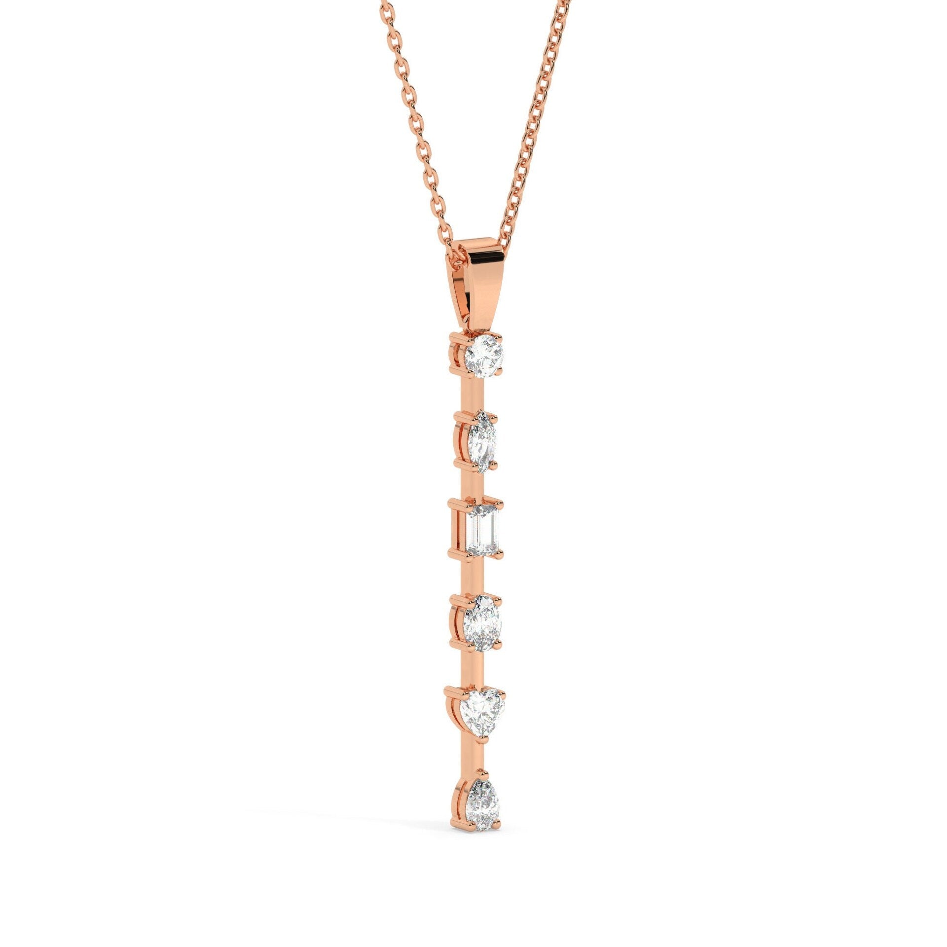 Fancy Cut Diamond Bar Necklace