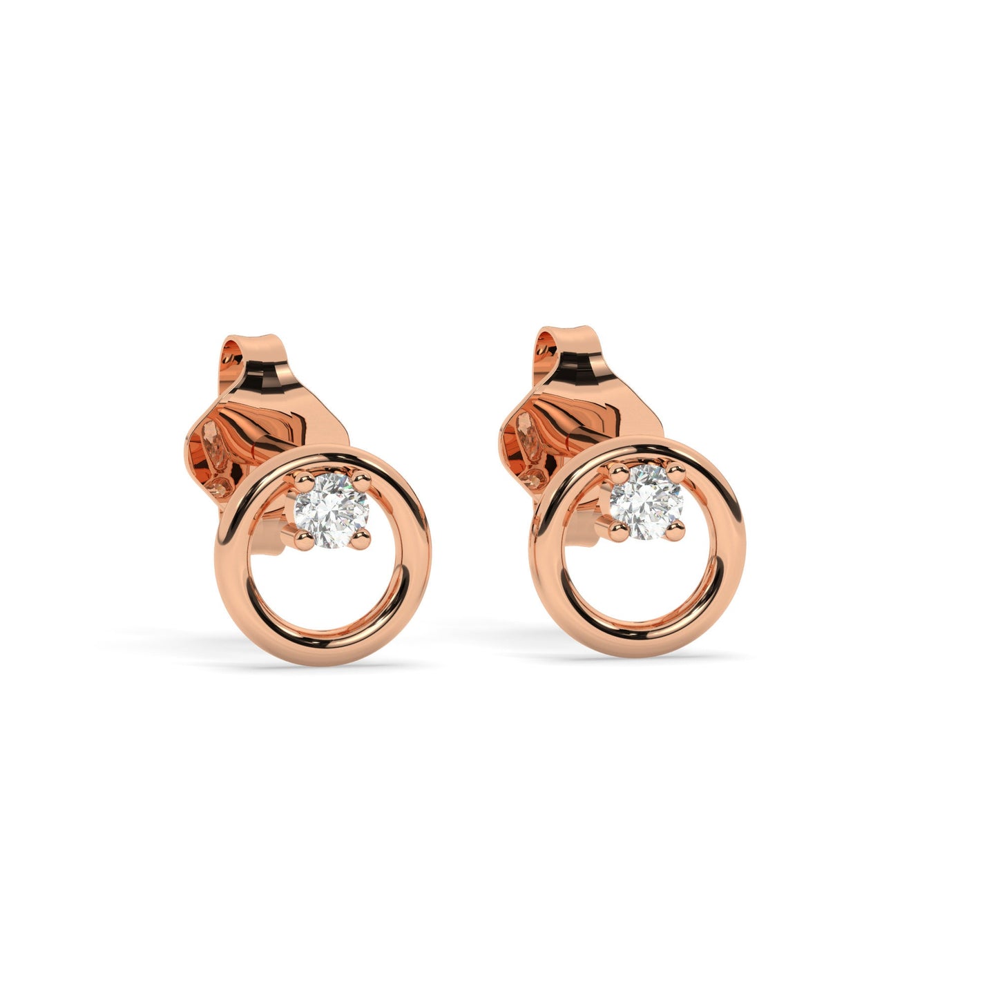 Diamond Circle Studs / 14k Gold and Diamond Circle Earrings / Open Circle Studs / Diamond Gift Ideas / Diamond Birthday Gift