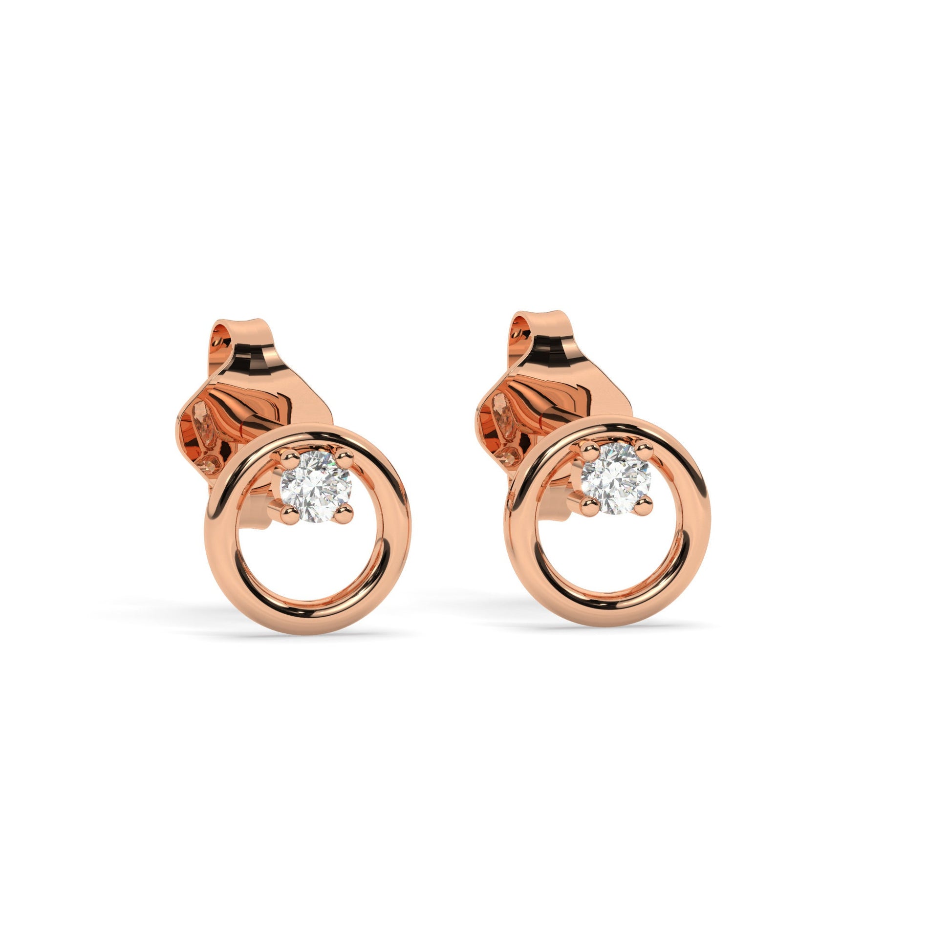Diamond Circle Studs / 14k Gold and Diamond Circle Earrings / Open Circle Studs / Diamond Gift Ideas / Diamond Birthday Gift