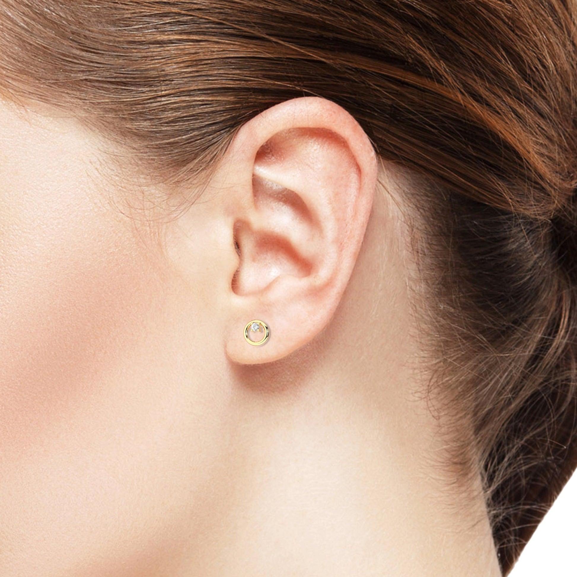 Diamond Circle Studs / 14k Gold and Diamond Circle Earrings / Open Circle Studs / Diamond Gift Ideas / Diamond Birthday Gift