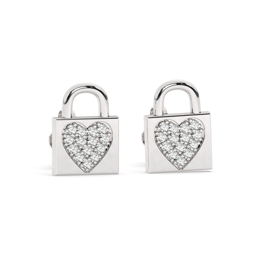 Diamond Heart Locket Studs / 14k Diamond Round Locket Stud Earrings / Diamond Stud Earrings / Birthday Gift / Bridal Gift /