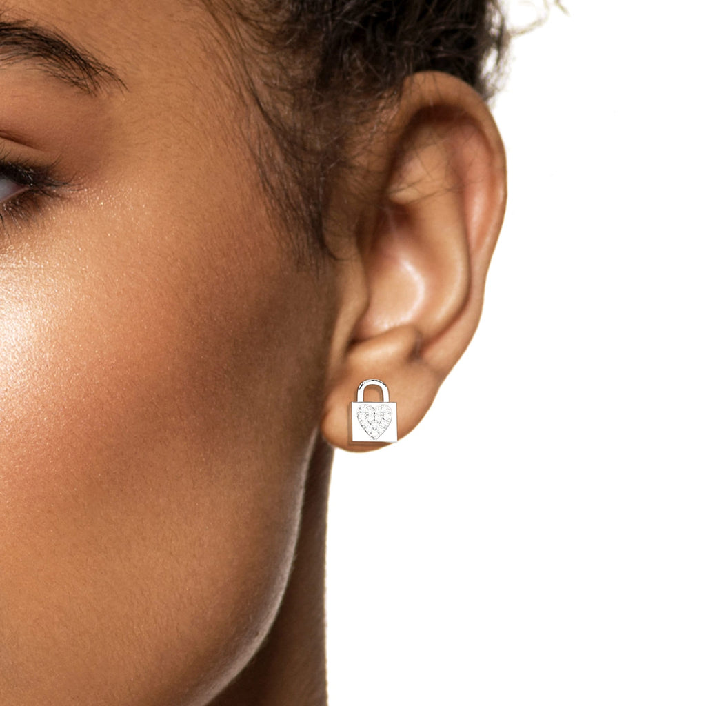 Diamond Heart Locket Studs / 14k Diamond Round Locket Stud Earrings / Diamond Stud Earrings / Birthday Gift / Bridal Gift /