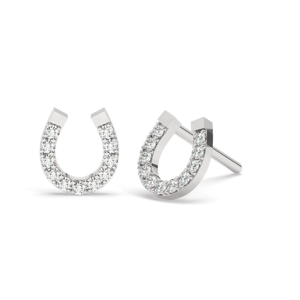 Diamond Horseshoe Stud Earrings / 14k Diamond Stud Earrings / Dainty Diamond Studs / Birthday Gift / Bridal Gift / Graduation Gift