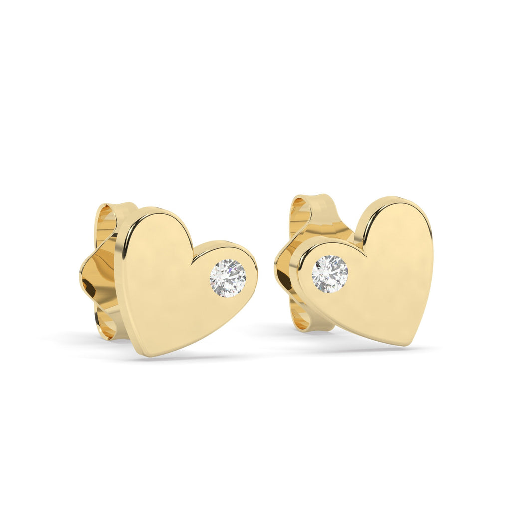 Diamond Heart Studs / 14k Gold Diamond Heart Earrings / Solitaire Diamond Heart Studs / Graduation Gift / Birthday / Anniversary Gift