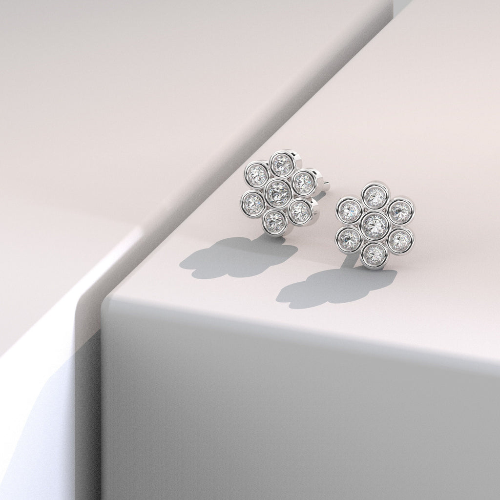 Diamond Flower Studs