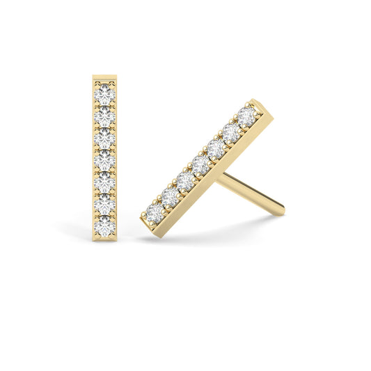 Diamond Bar Earrings / 14k Gold or Silver Dainty Minimalist Diamond Bar Stud Earrings / Diamond Anniversary Gift / Diamond Birthday Gift
