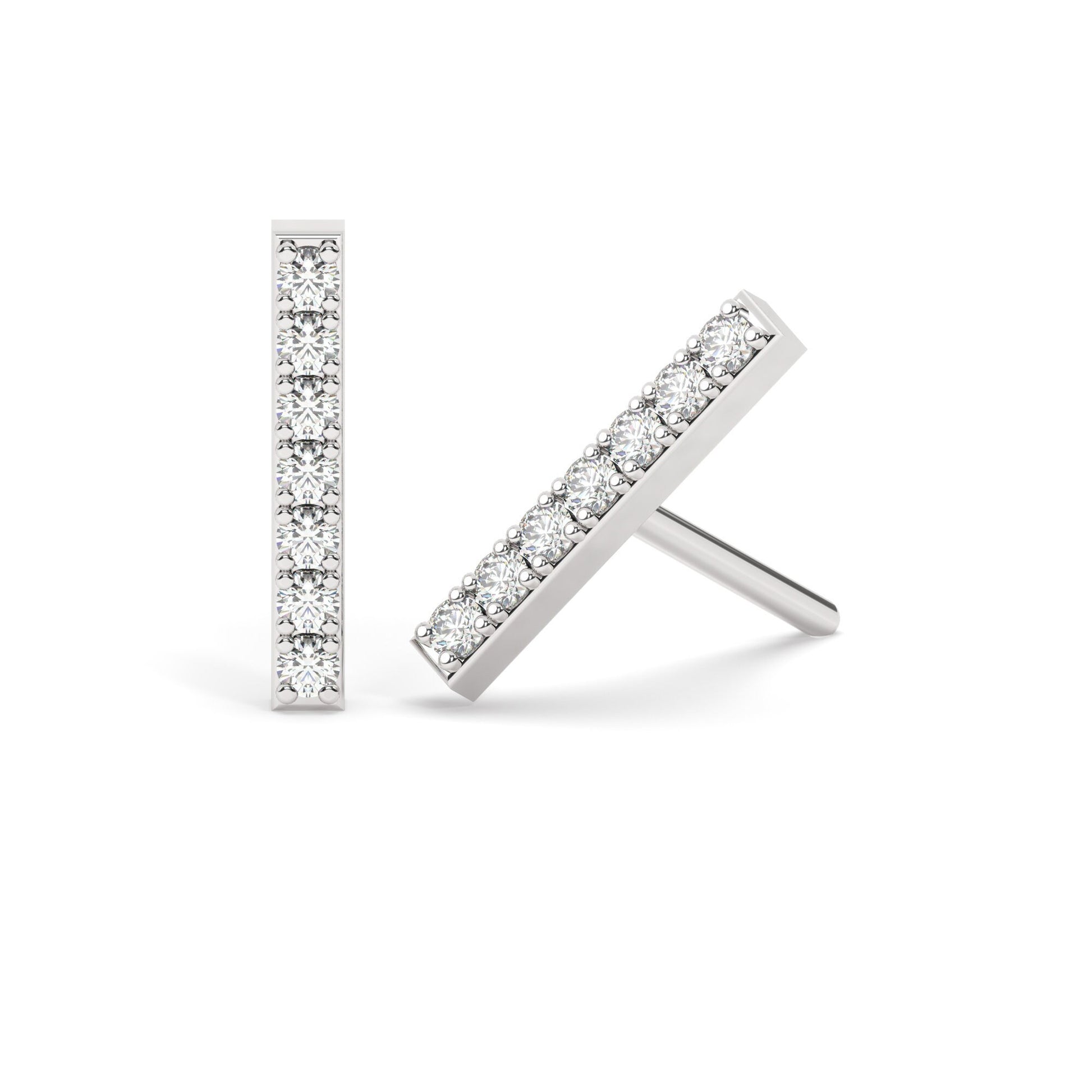 Diamond Bar Earrings / 14k Gold or Silver Dainty Minimalist Diamond Bar Stud Earrings / Diamond Anniversary Gift / Diamond Birthday Gift