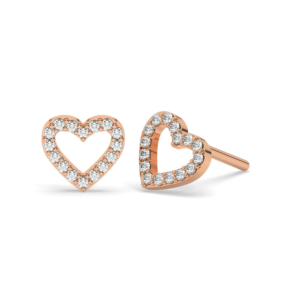 Diamond Open Heart Studs / 14k Gold Diamond Heart Earrings / Diamond Heart Studs / Graduation Gift / Birthday / Anniversary Gift
