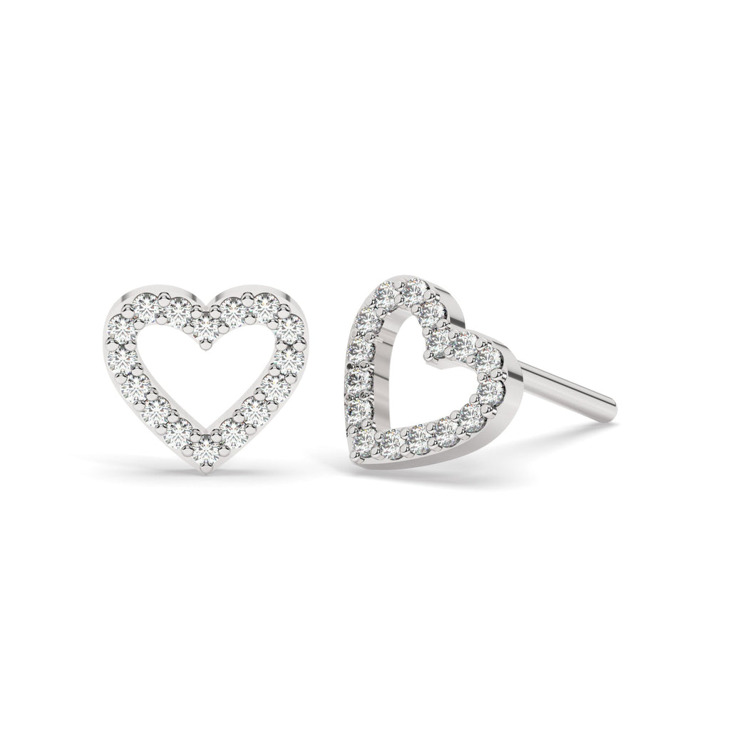 Diamond Open Heart Studs / 14k Gold Diamond Heart Earrings / Diamond Heart Studs / Graduation Gift / Birthday / Anniversary Gift