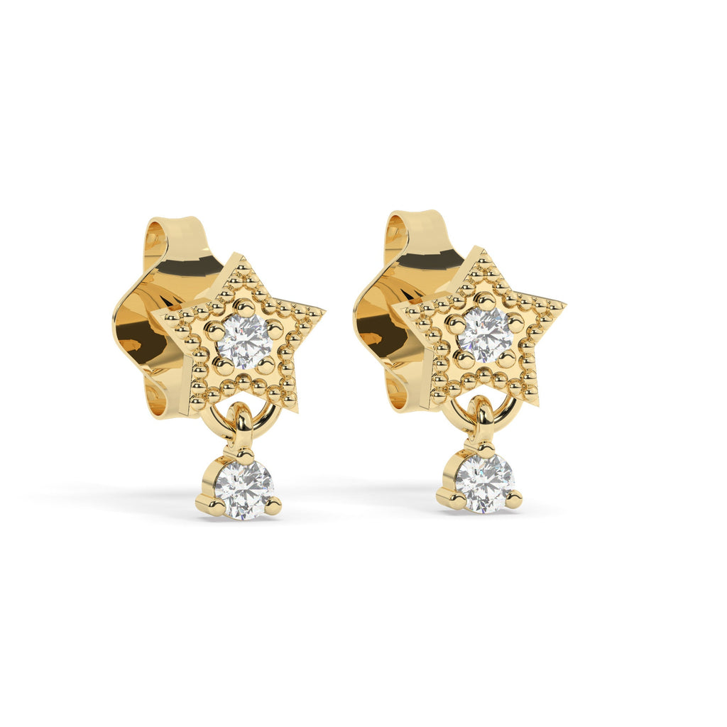 Diamond Star Studs / 14k Gold Diamond Star Earrings / Solitaire Diamond Star Studs / Graduation Gift / Birthday / Anniversary Gift