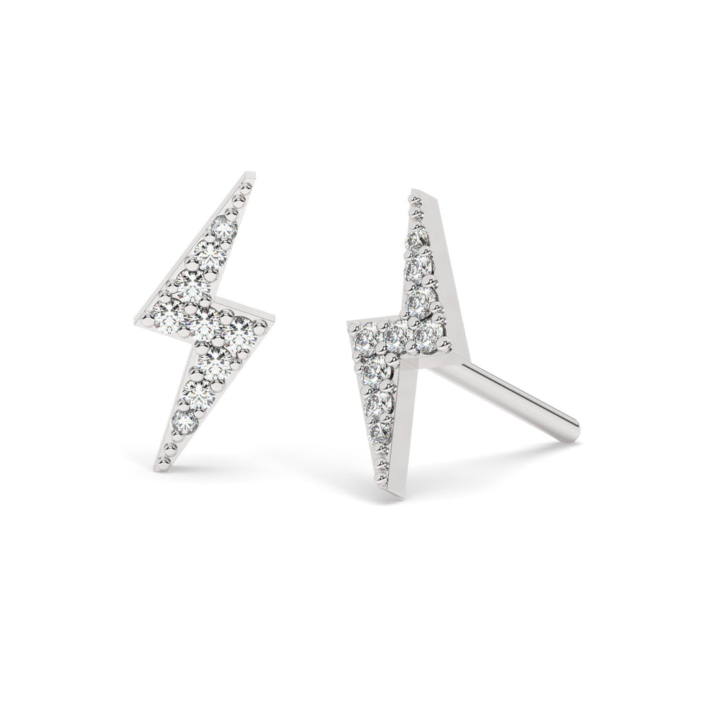 3 Diamond Bar Stud Earrings