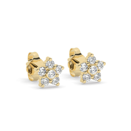 Diamond Flower Studs / 14k Gold Diamond Flower Stud Earrings / Diamond Studs Earrings / Graduation Gift / Birthday / Anniversary Gift