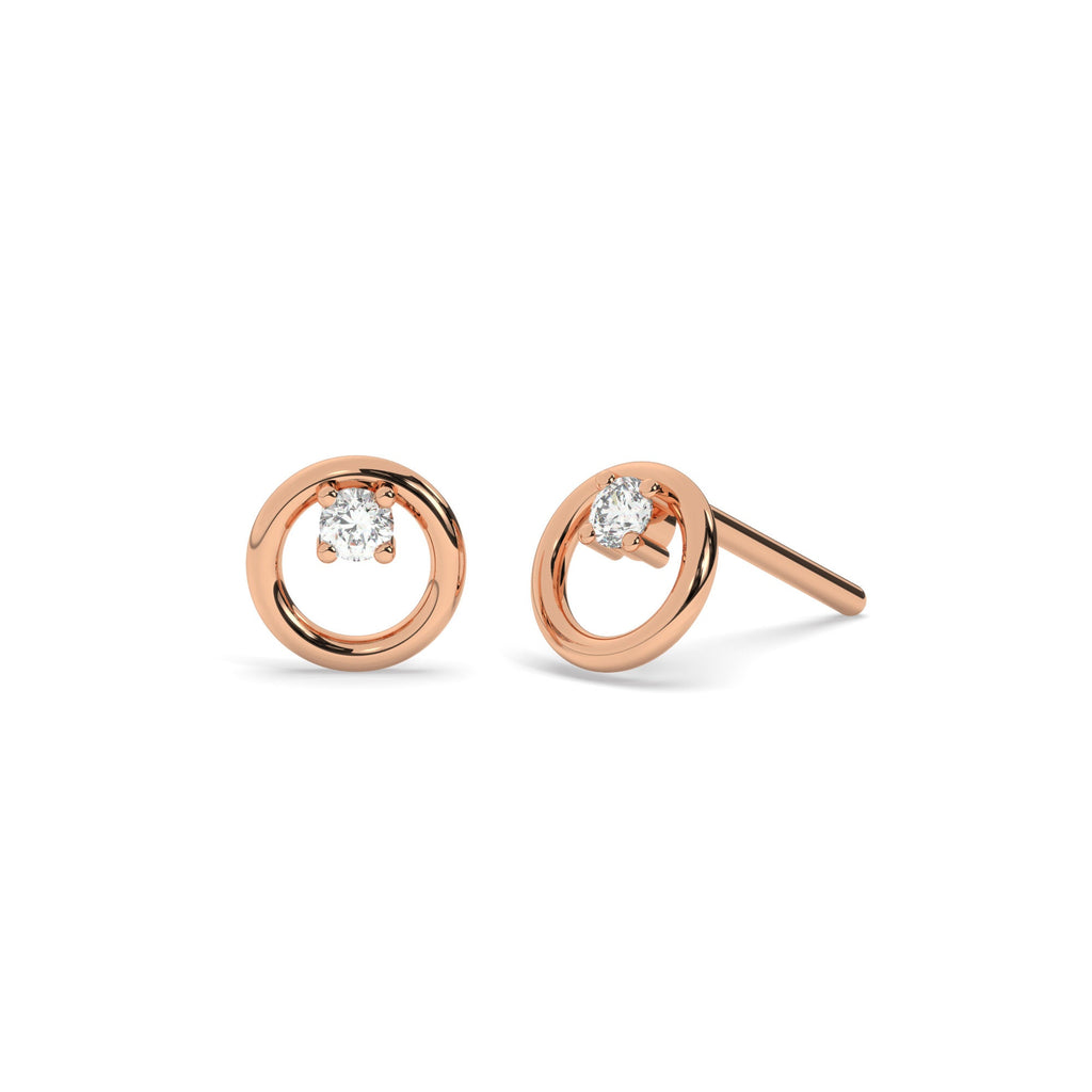 Diamond Circle Studs / 14k Gold and Diamond Circle Earrings / Open Circle Studs / Diamond Gift Ideas / Diamond Birthday Gift