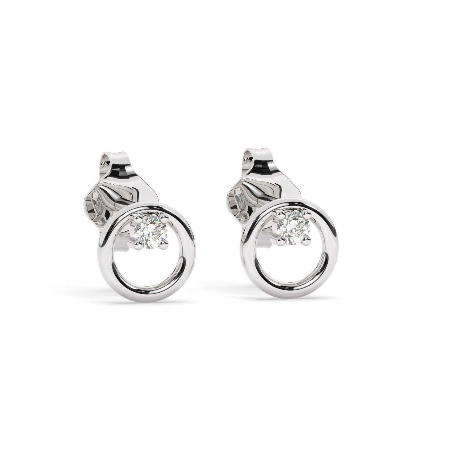 Diamond Circle Studs / 14k Gold and Diamond Circle Earrings / Open Circle Studs / Diamond Gift Ideas / Diamond Birthday Gift