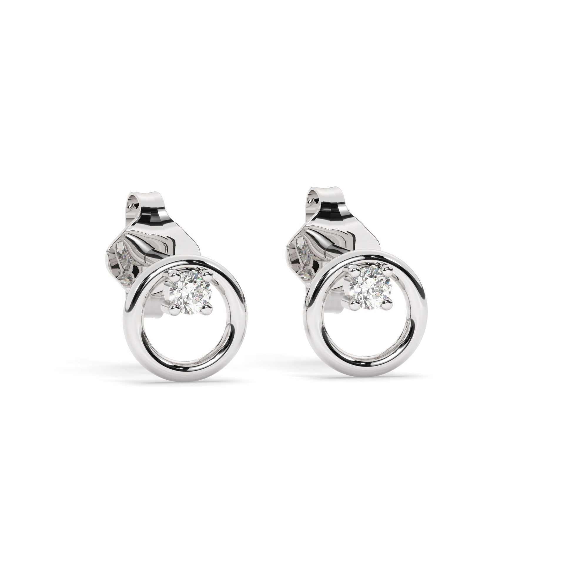 Diamond Circle Studs / 14k Gold and Diamond Circle Earrings / Open Circle Studs / Diamond Gift Ideas / Diamond Birthday Gift